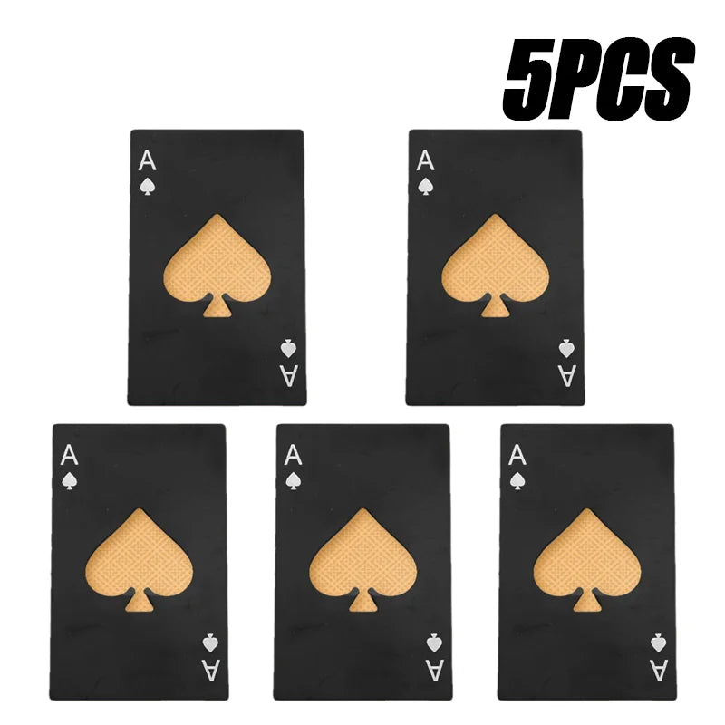 20PCS Playing Card Bottle Opener Beer bottle opener Automatic bottle opener Hotel Bars Wine Opener Kitchen Bar Can Opener Oasis Select Black-5PCS