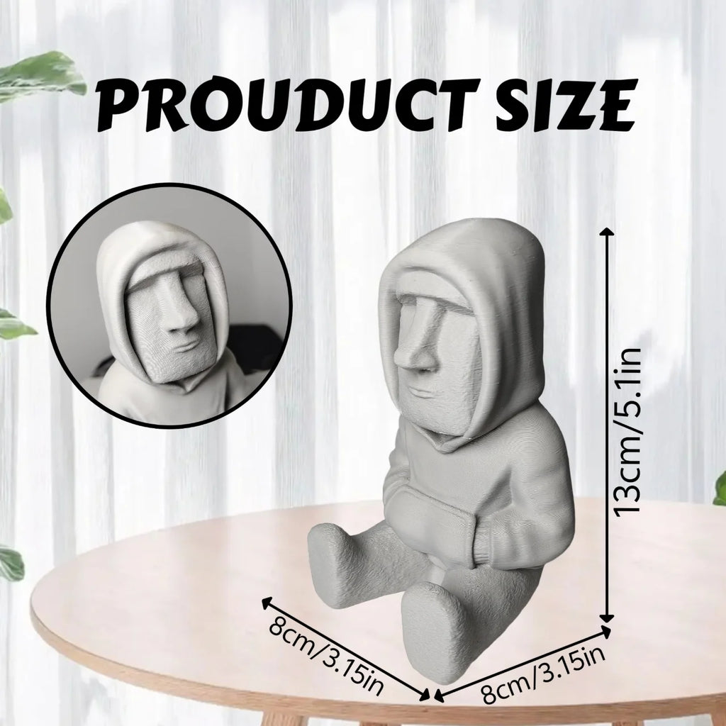 Easter Island Moai Statue- Authentic-Looking Polynesian Figurine Sculpture with Closed Hooded Sweater-like Tunic& Expressive Eye Oasis Select