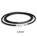 1/1.5/2/3mm Waterproof Braided Leather Chain Cord Rope Necklace with Stainless Steel Clasp for DIY Pendant Jewelry Making Men Oasis Select Black 1.5mm 40cm