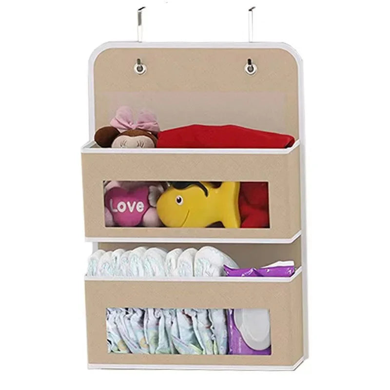 1PC Hanging Storage Bag with Pockets Over The Door Wall Mounted Storage Rack for Household Space Saving Hanging Organizer Home Oasis Select 2 grids beige