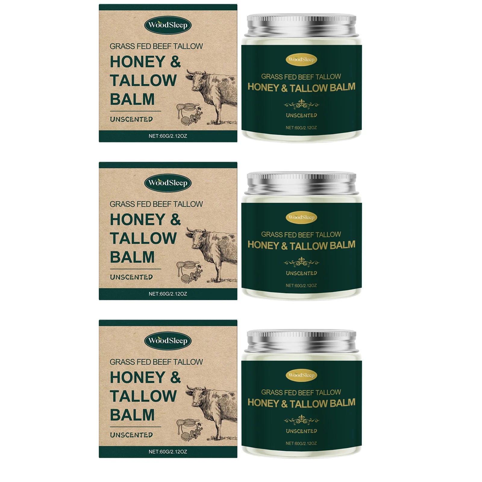 WOODSLEEP Beef Tallow & Honey Face Cream 60g – Deep Moisturizer Face Moisturizer Cream Oasis Select Buy 1 Get 2 Free