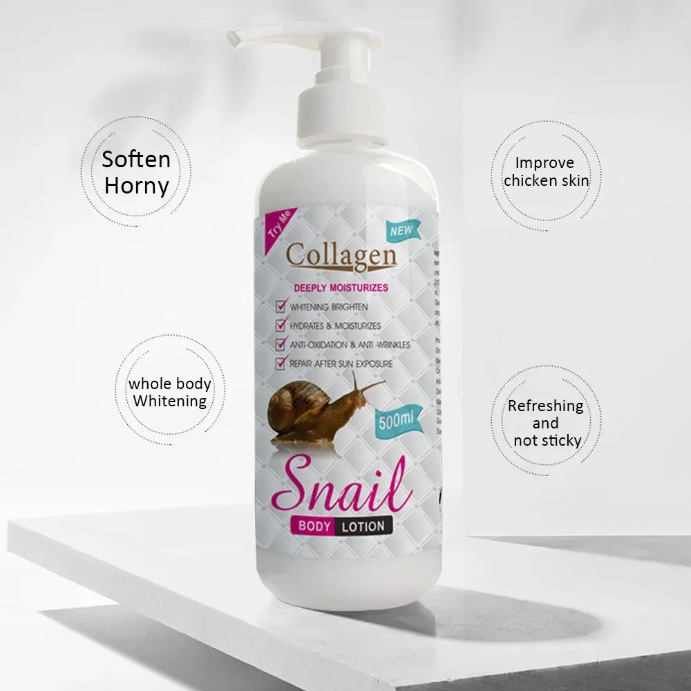 500ml Collagen Snail Body Lotion Moisturizing Skin Care Brightening Hydrating Snail Body Lotion Body Whitening Cream Skin Care Oasis Select