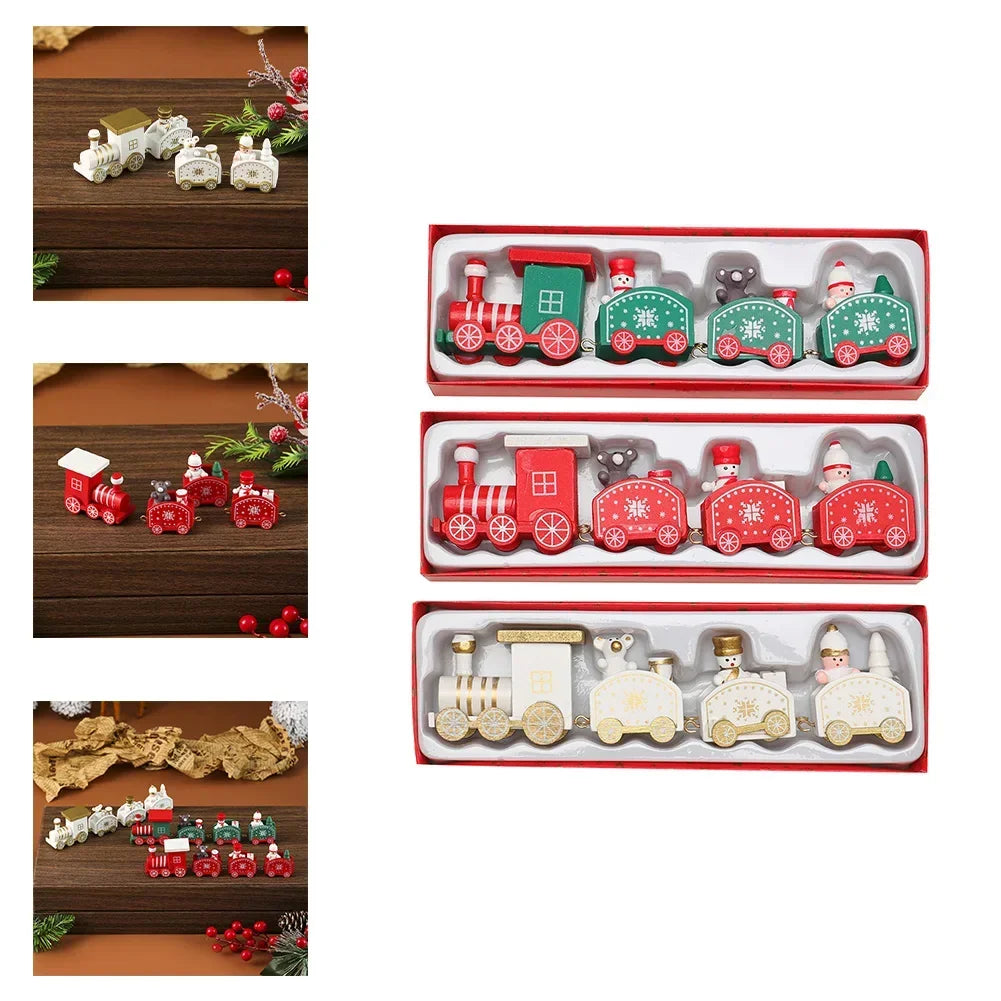 As Shown Christmas Train Decoration Charming Painted Design Easy To Arrange Sturdy Wood Material For Christmas Tree Oasis Select