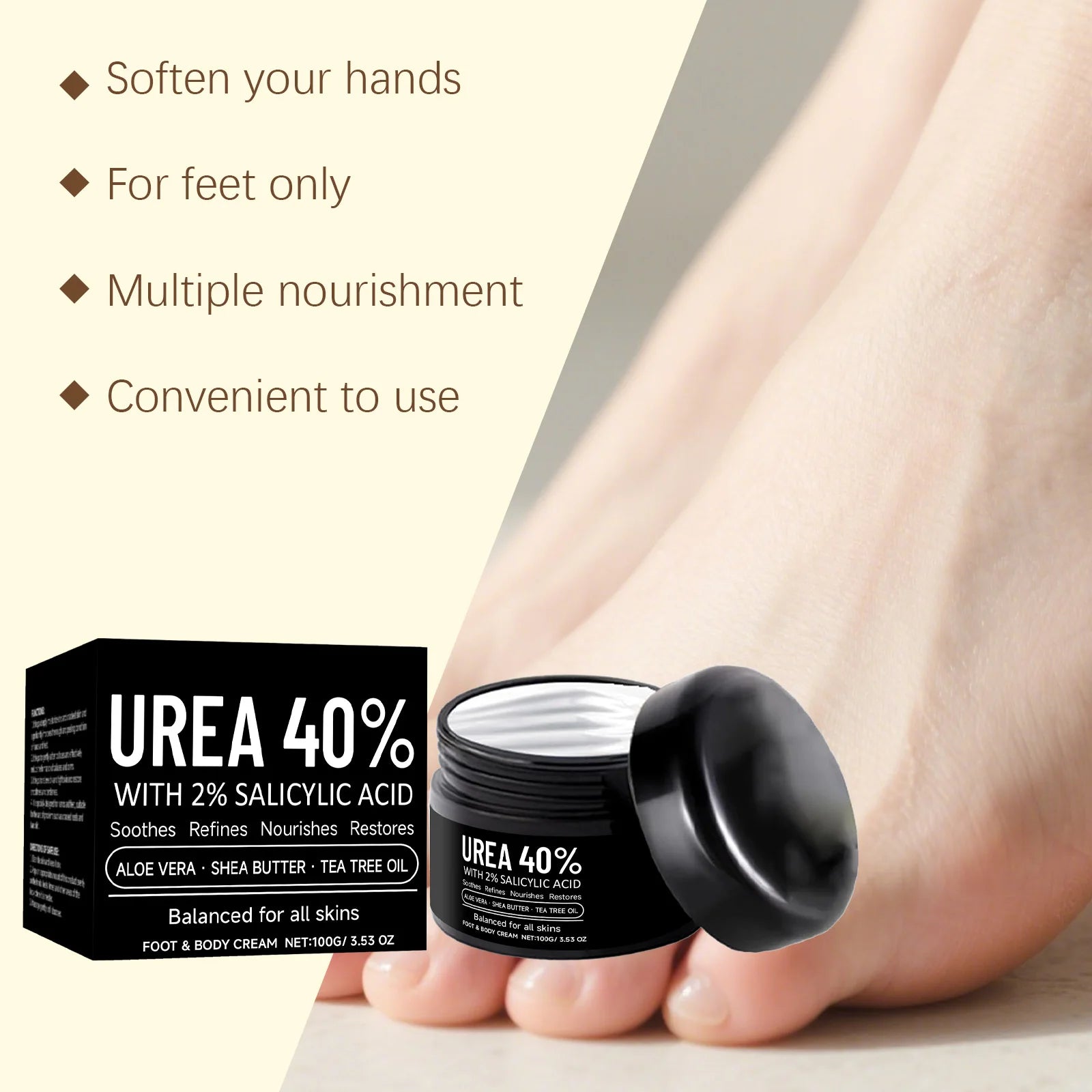 Hoygi 40% Urea Foot & Hand Cream – Deep Moisturizer for Dry Skin Foot & Hand Cream Oasis Select