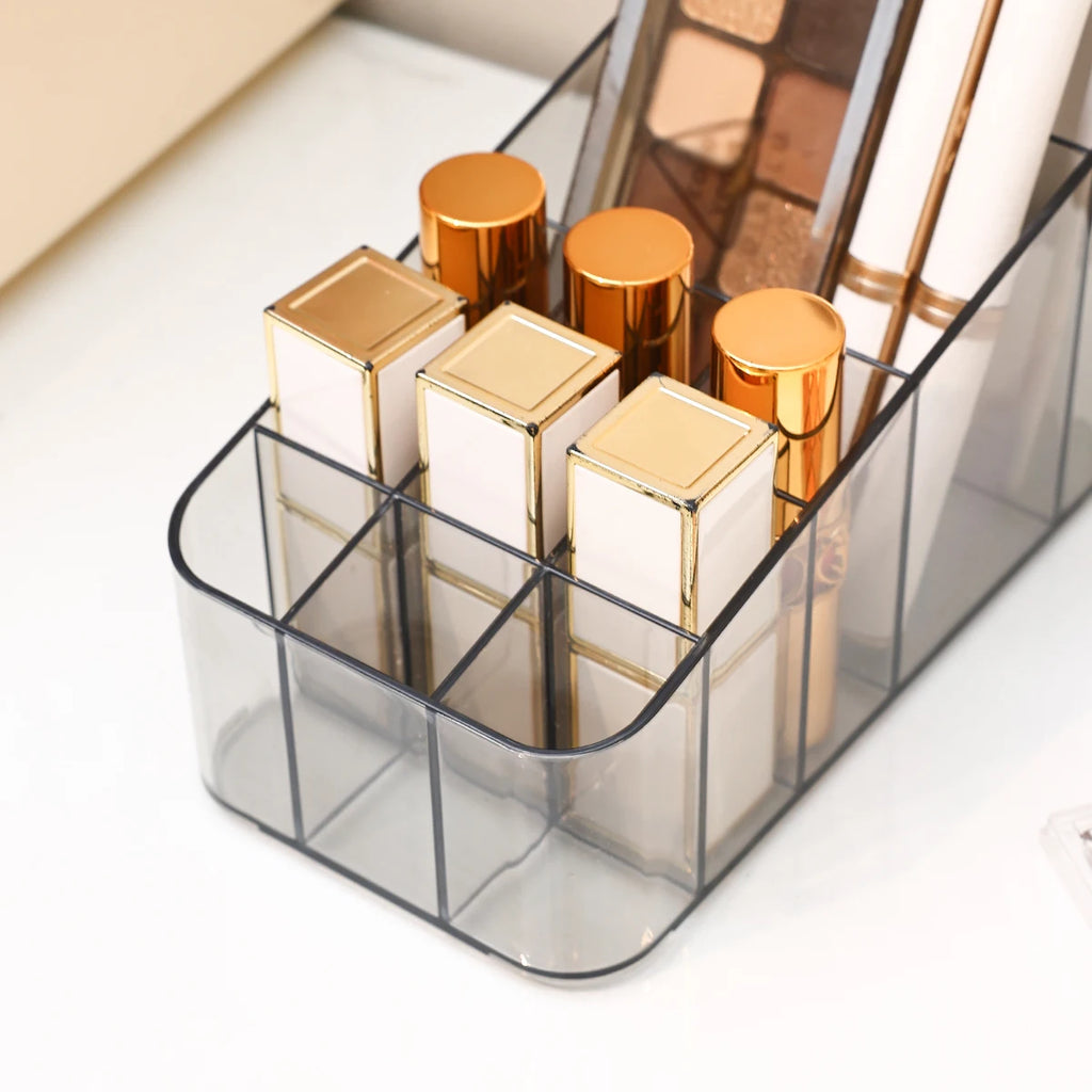 1pc Transparent/Transparent Black Cosmetics Storage Rack Multi Grid Makeup Brush Lipstick Makeup Brush Storage Box Oasis Select