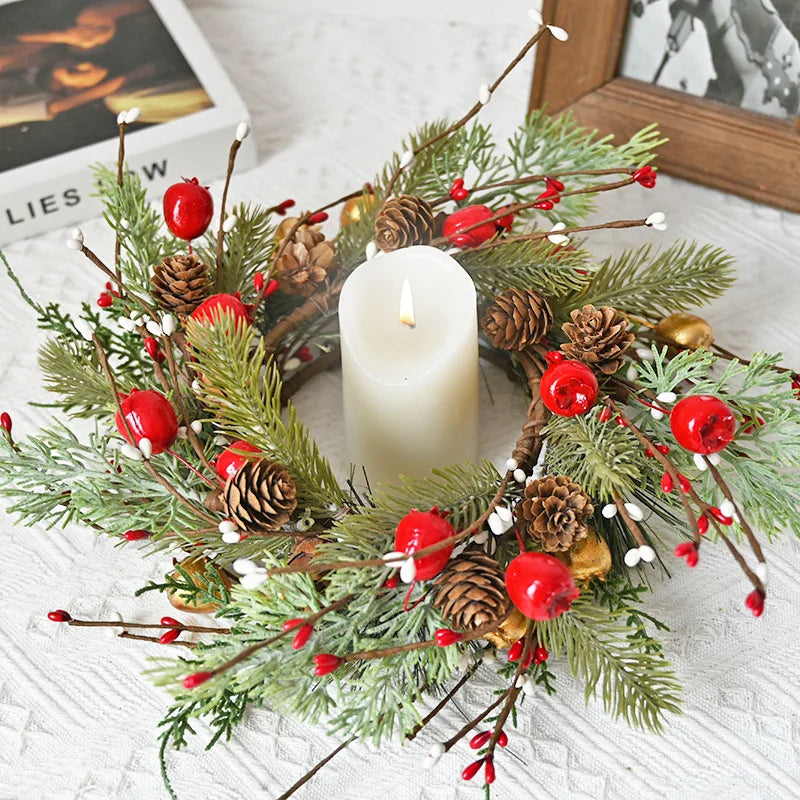 Christmas Candle Rings Table Decoration Christmas Wreath Candle Holder Ring Red Berries Table Centerpieces Candle Wreath Oasis Select