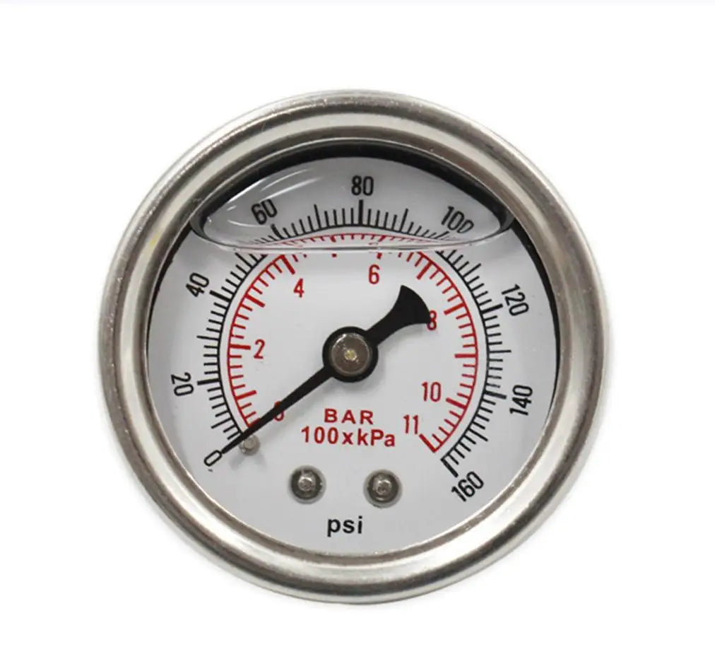 0–160 PSI Liquid-Filled Fuel Pressure Gauge | 1/8 NPT AN6 Fuel Pressure Gauge Oasis Select B
