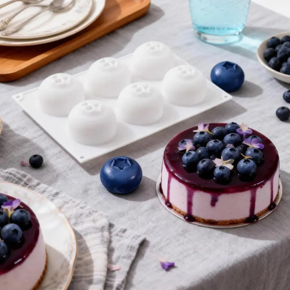 6-Cavity Blueberry Silicone Mold | 3D Mousse Cake & Desserts
