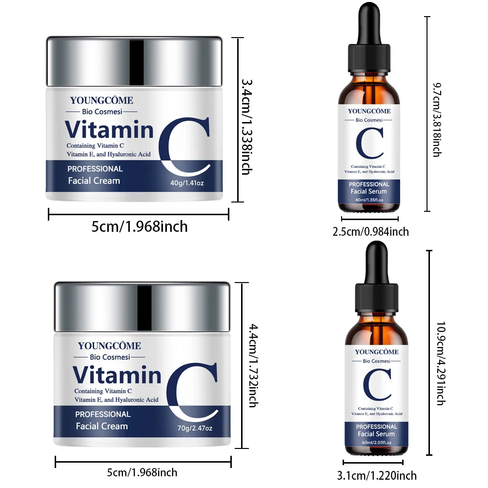 Vitamin C E & Hyaluronic Acid Face Cream & Serum Set