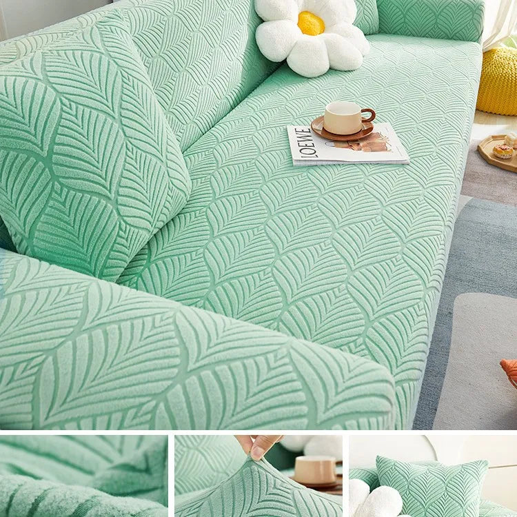 Elastic Sofa Cover All-season Anti-slip Anti-cat Scratch 360° Dust-proof and Beautiful Hair Cover Couch Cover Oasis Select Mint Green 5 person 305cm-360cm