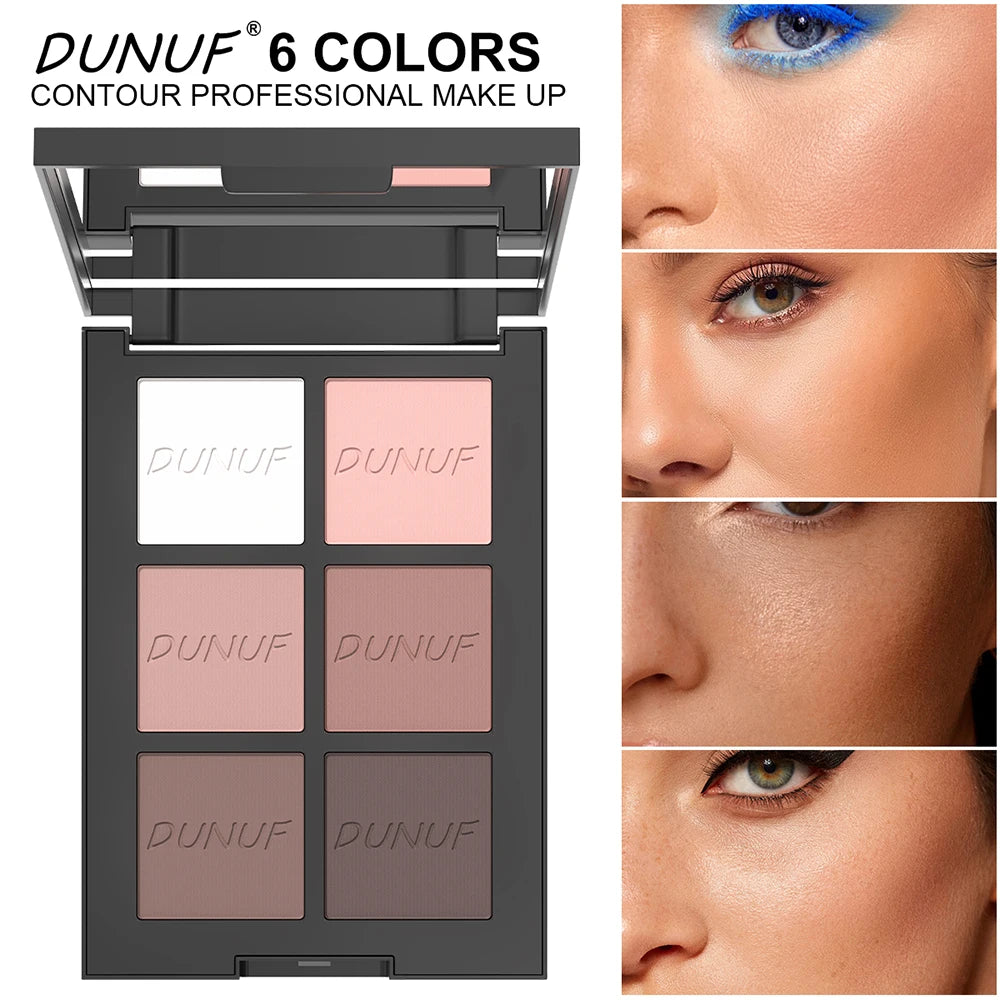 DUNUF 6-Color Cream Highlighter & Contour Palette – Waterproof