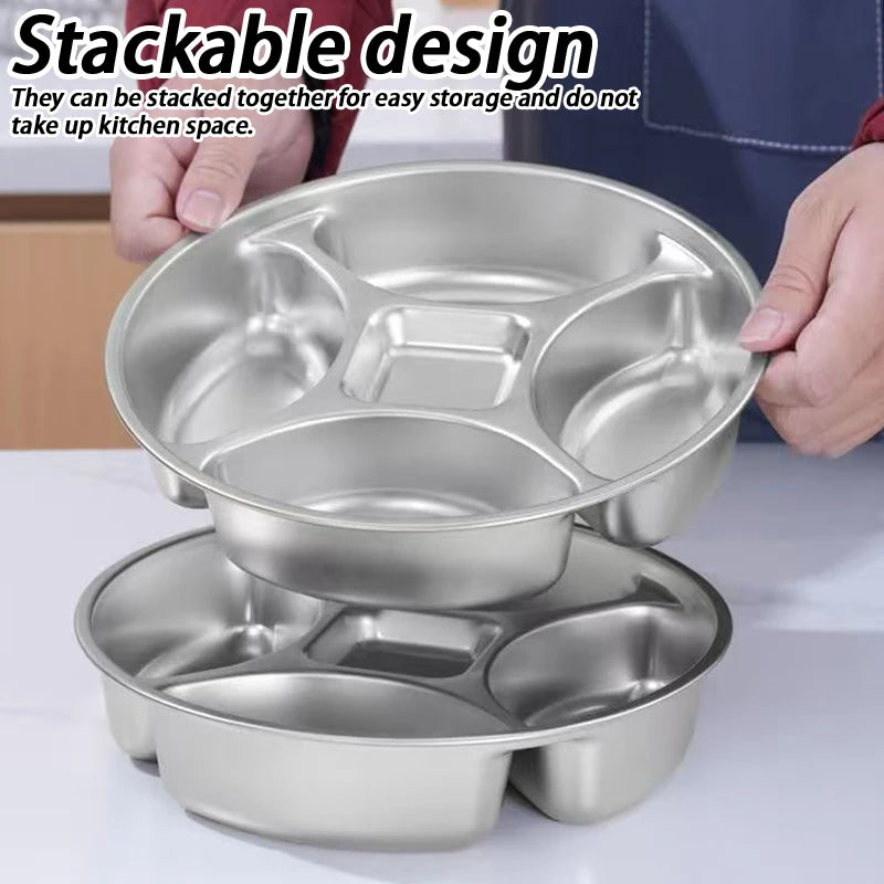 Stainless Steel Divider Tray Kitchen Cooking Food Preparation Plate Condiment Plate Oasis Select