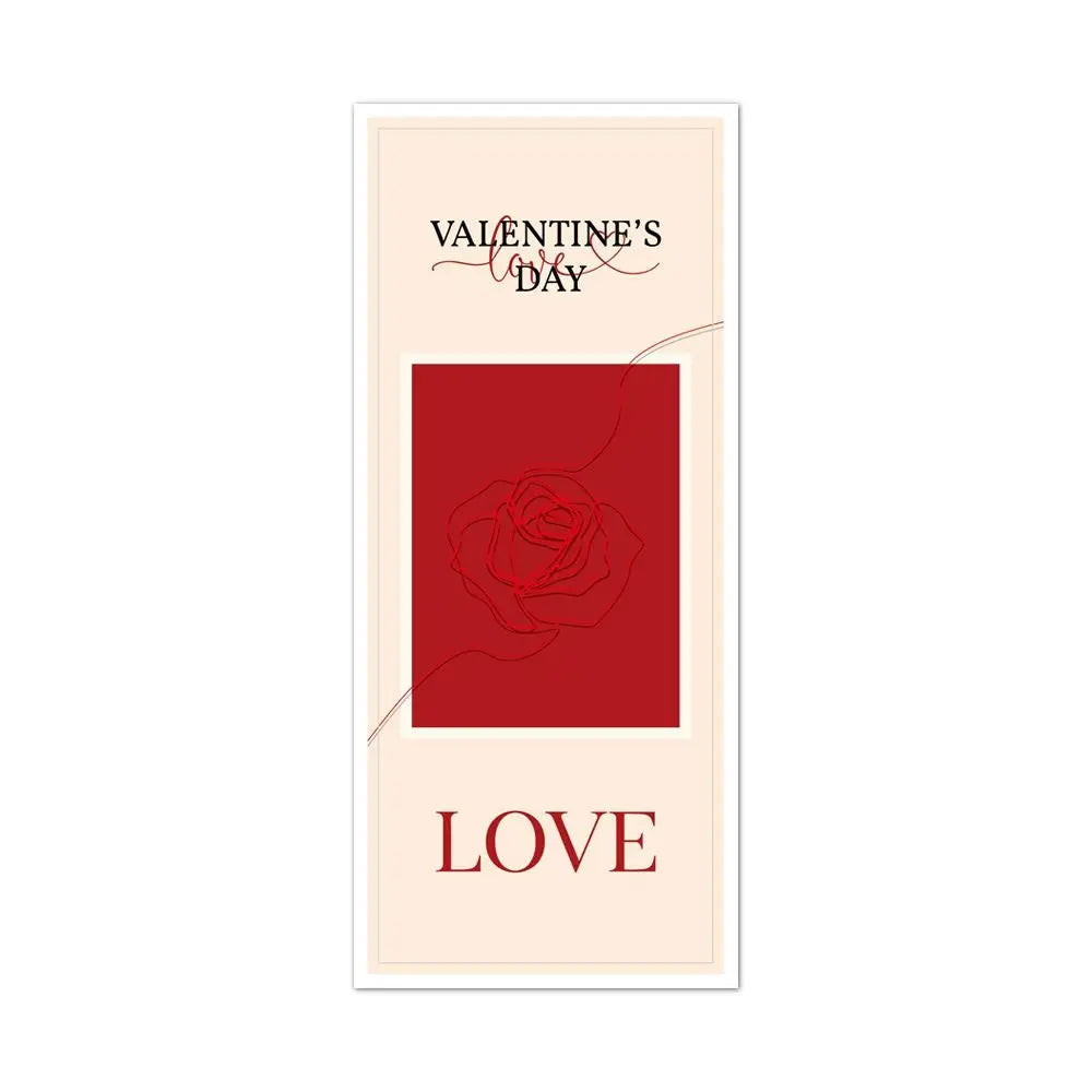 50PCS Red Happy Valentine's Day Stickers Self Adhesive Emboss Rose Flower Wrapping Sealing Label Rectangle Packing Ornament Oasis Select
