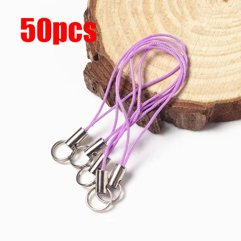 50/100pcs Wire Cord Mobile Phone Craft Pendant Lanyard DIY Handmade Materials Key Ring DIY Toys Pendant Clips Lanyard Accessorie Oasis Select 50pcs Light Purple
