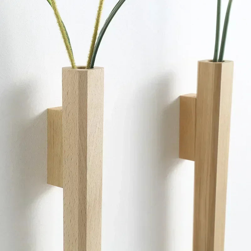 Wall Hanging Vase Home Wall Decoration Porch Living Room Bohemian Style Wooden Solid Wood Flower Oasis Select