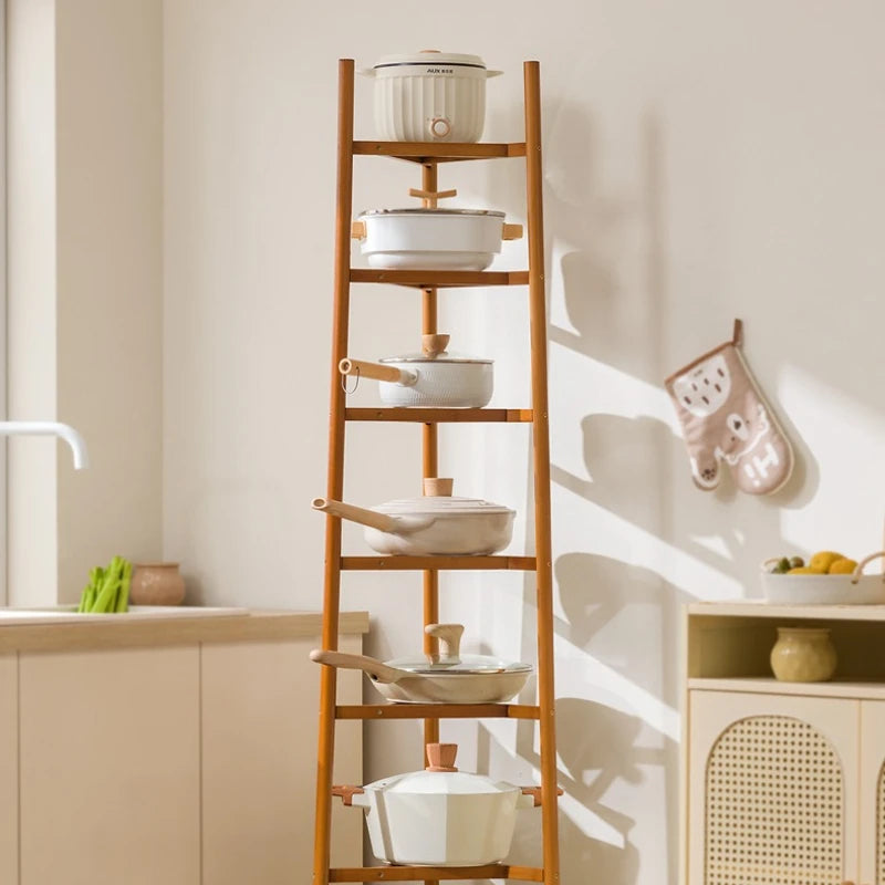 Kitchen rack Household multi-functional pot storage rack Floor-to-ceiling crevice crevice rack Layered pot rack Oasis Select