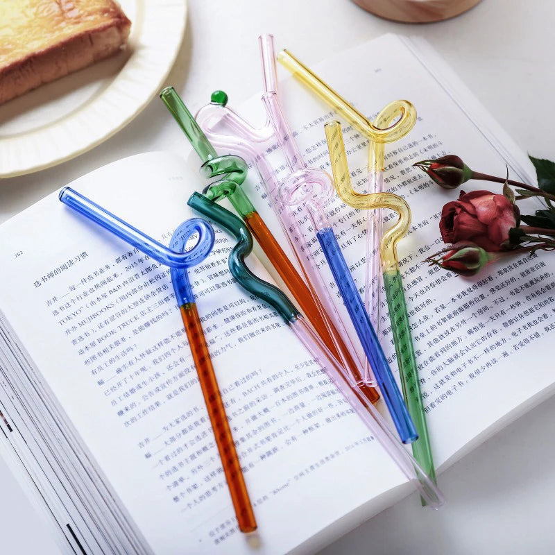 Knotted Colored Glass Straws Lightweight Smooth Edge Gift for Men Women and Kids Practical Stylish Versatile Suitable for Photos Oasis Select