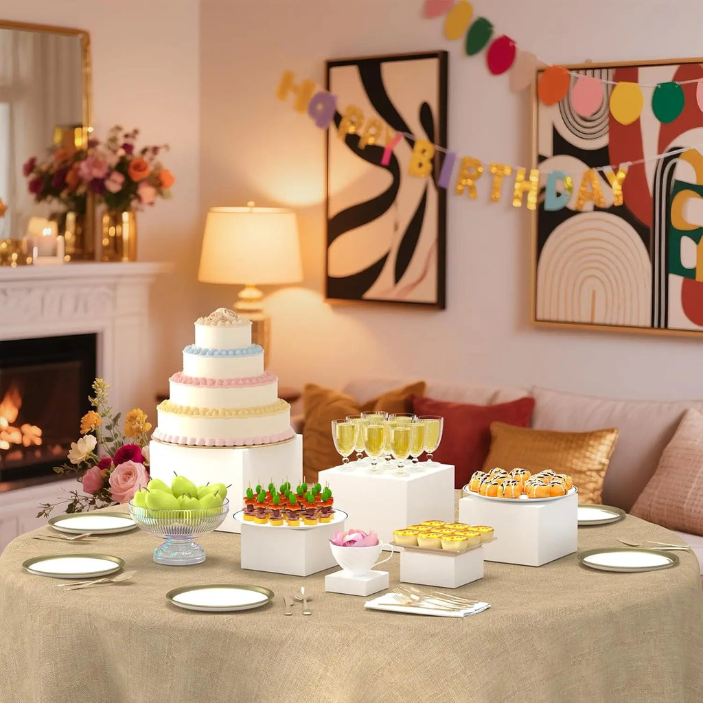6pcs Acrylic Cube Cake and Dessert Display Stands with Stackable Sections Suitable for Displaying in Wedding Parties and Shops Oasis Select
