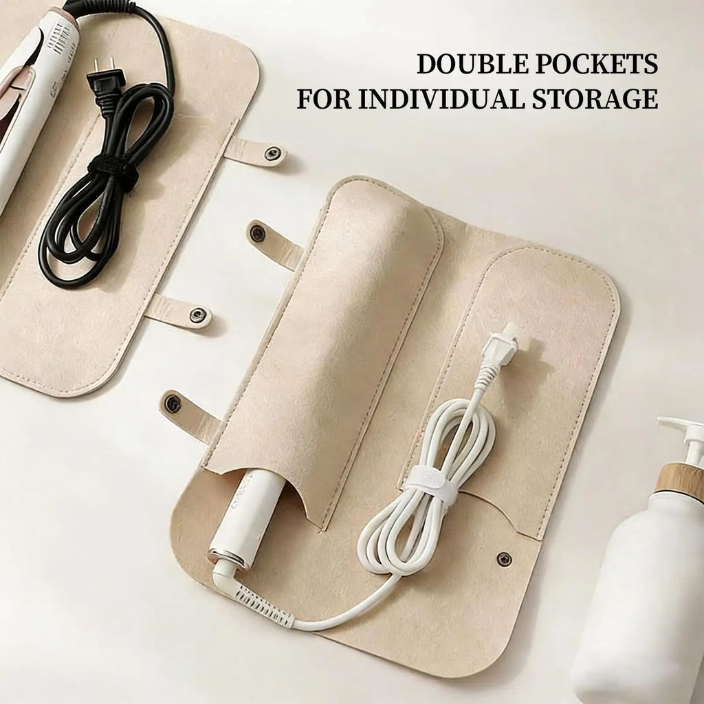 Curling Iron Travel Bag Straightener Curler Storage Flat Iron Case Heat Insulation Pad for Brush Attachments Clipper Comb Curler Oasis Select