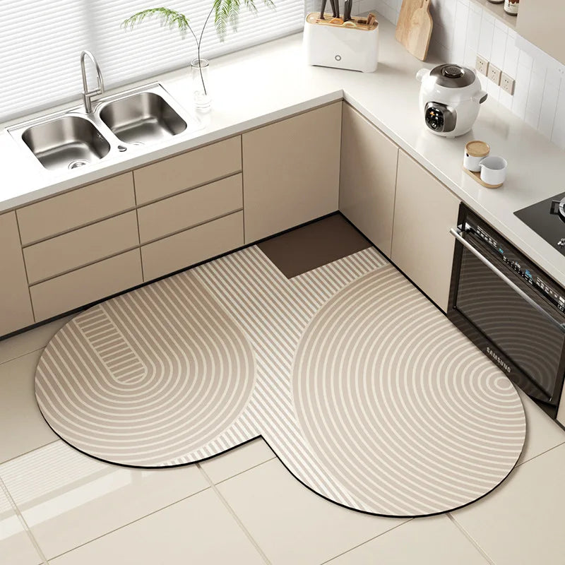 Ins style kitchen heart-shaped diatom mud floor mat kitchen water-absorbent, non-slip, dirt-resistant and easy-care floor mat Oasis Select D 60X60cm