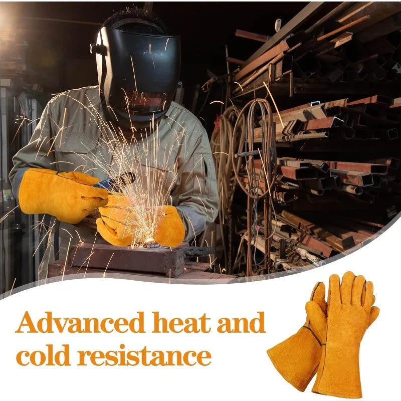 Yellow Flame-retardant Heat-proof Welding Work Gloves Industrial Grade Metal Welding Protector Soldering Welding Tools Oasis Select