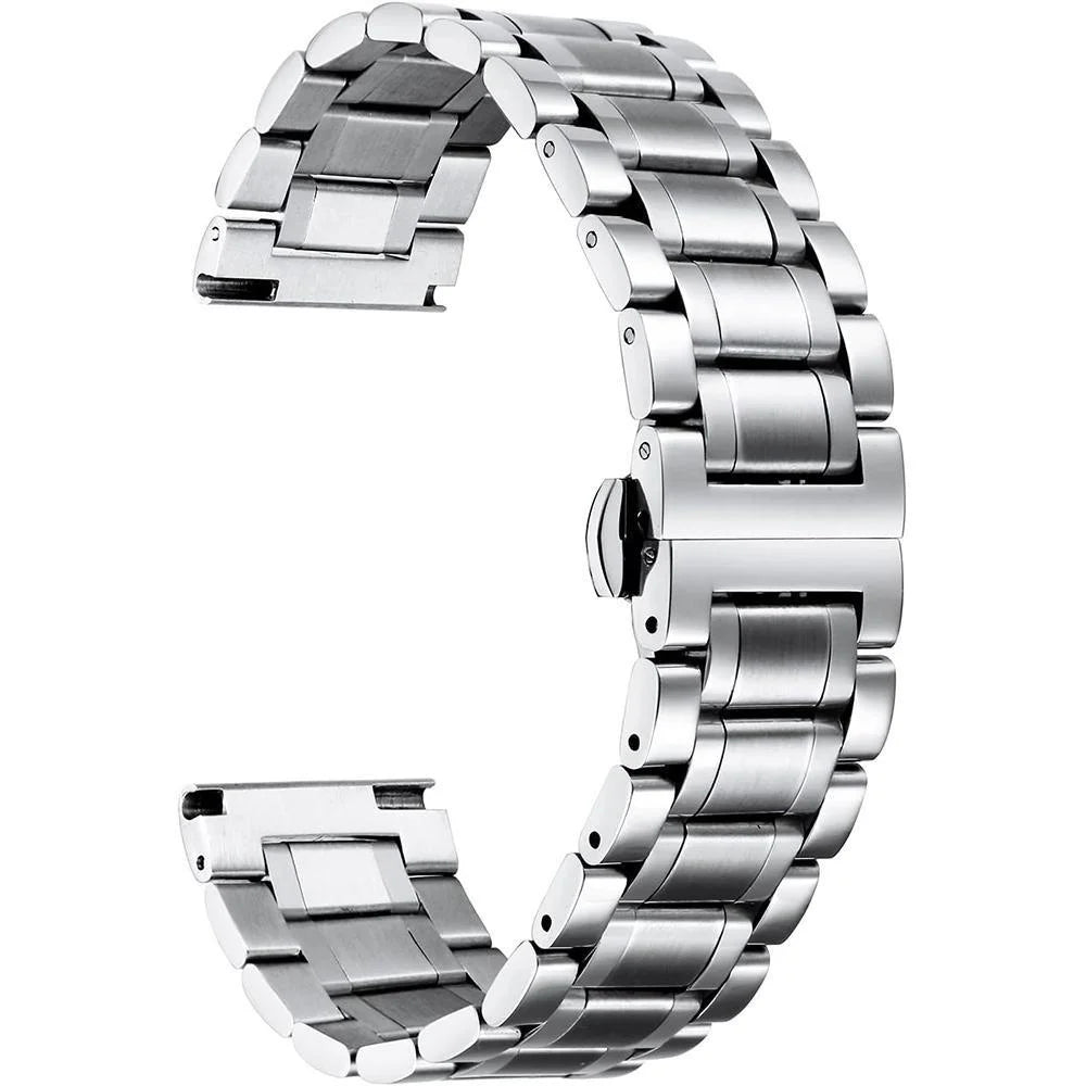 New Stainless Steel Five Bead Watch Strap 18mm 20mm 22mm Double Press Butterfly Buckle Straps Universal Watchband For Huawei GT4 Oasis Select 5ROW-SVM 18mm
