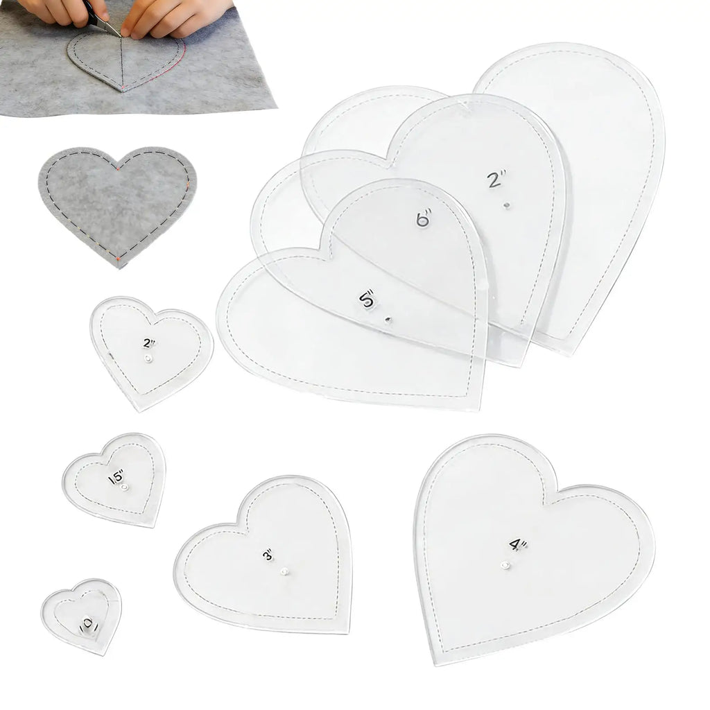 Template for Quilting 8Piece Heart Shape Tool Quilting Templates for Cutting Patterns for Women Beginner Craft Family Activities Oasis Select