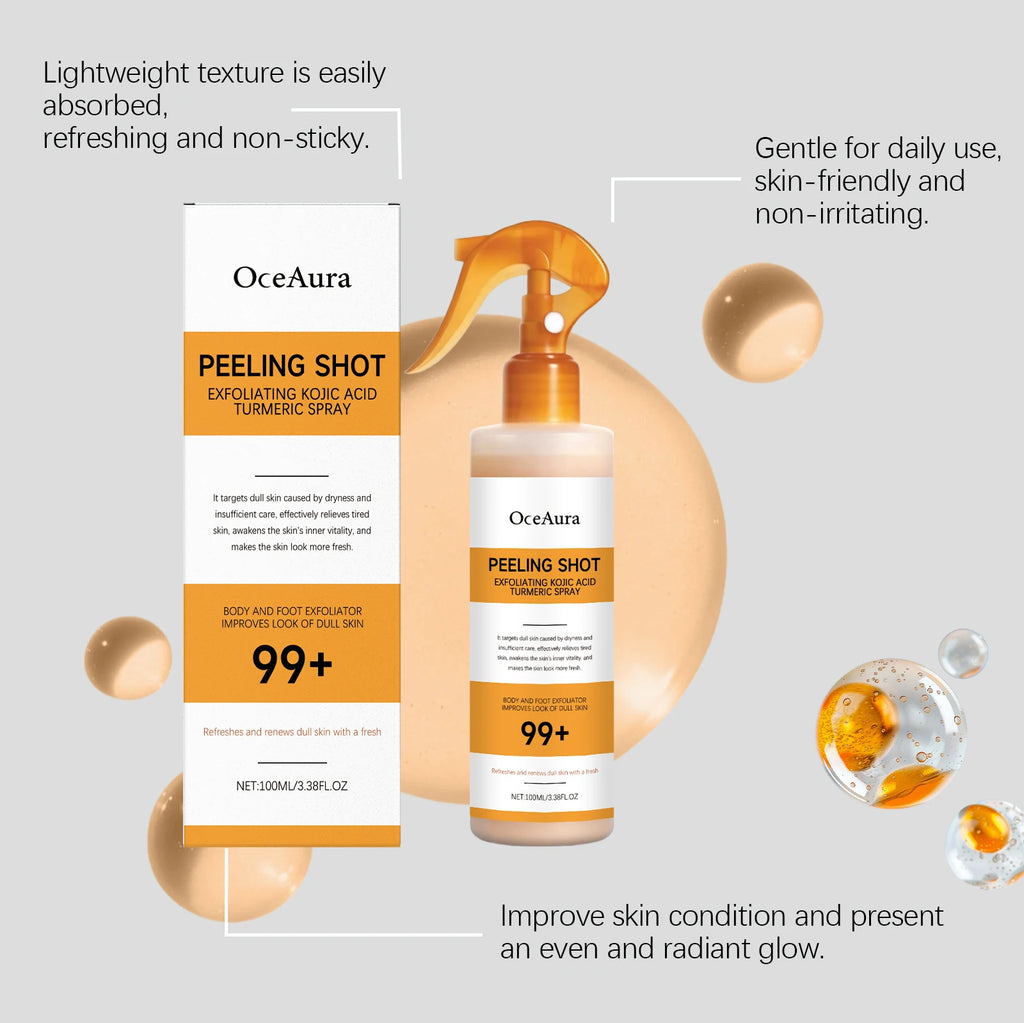 Kojic Acid Turmeric Spray Exfoliating Body Spray Brightening Smoothing Dull Skin Hydrating Body Keratin Care All Skin Types Oasis Select