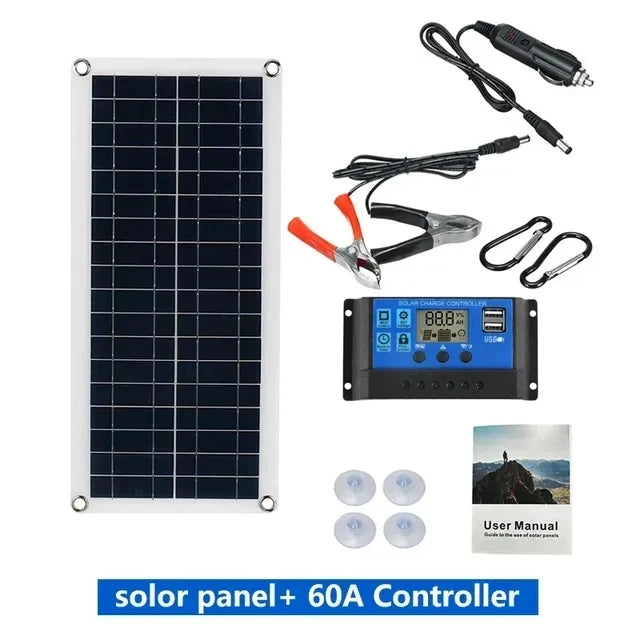 12V/220V Solar Panel System Solars Panels 4000W Solar Inverter Kit Battery Chargers Controller Complete Power Generation Oasis Select With 60A Controller 12V