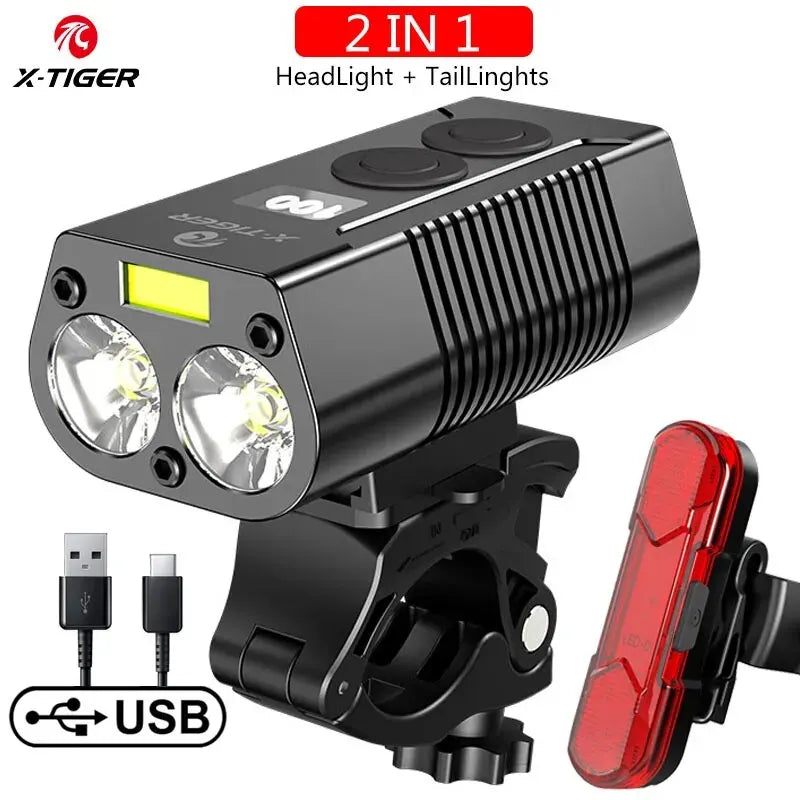 X-TIGER Bike Light Rainproof With Power Bank Rechargeable LED Lamp 4000mAh MTB Front Lamp Headlight Aluminum Bicycle Light Oasis Select Lamp combination