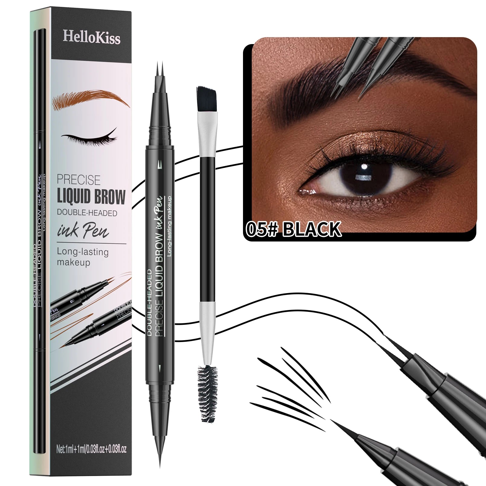 Waterproof Dual-Tip Liquid Brow Pen | Long-Lasting Wild Brows