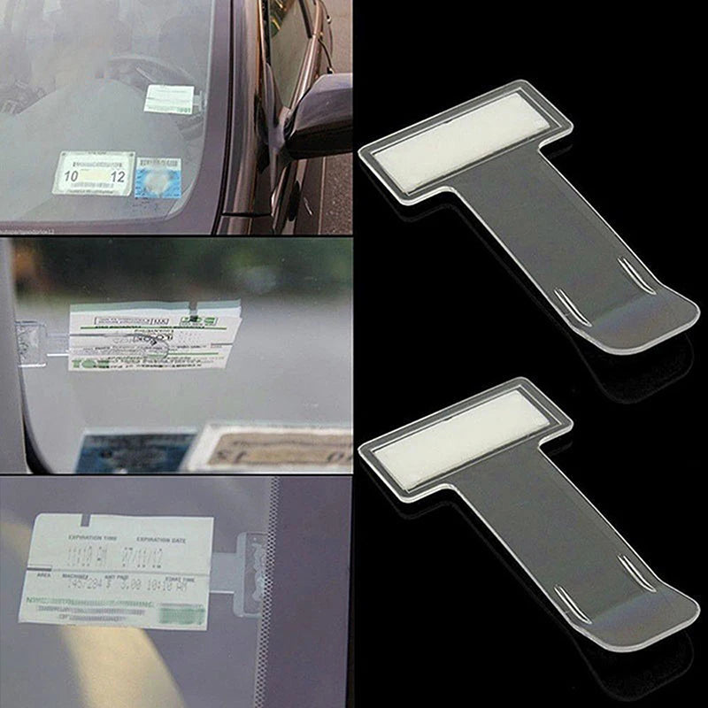 5Pcs Clear Plastic Car Styling Parking Ticket Holder Car Fastener Card Holder Mounting Fastener Organizer Windshield Stickers Oasis Select Default Title