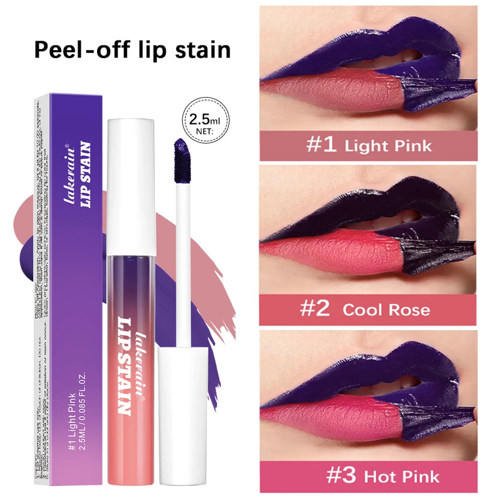 Lakerain Waterproof Peel-Off Matte Lip Stain Tint – 3 Shades Peel-Off Lip Stain Oasis Select 3pcs