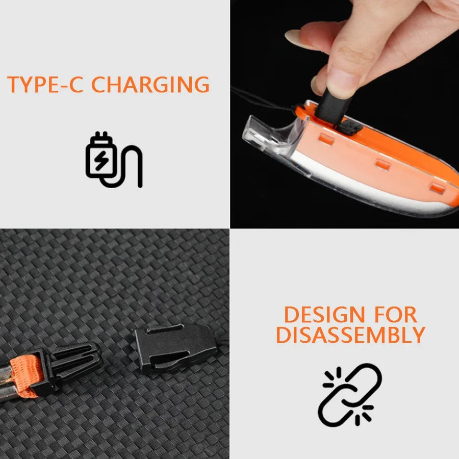 EDC Powerful Whistle Light USB Rechargeable Key Chain Led Flashlight 3-speed Adjustment Emergency Torch For Dog Bird Training Oasis Select