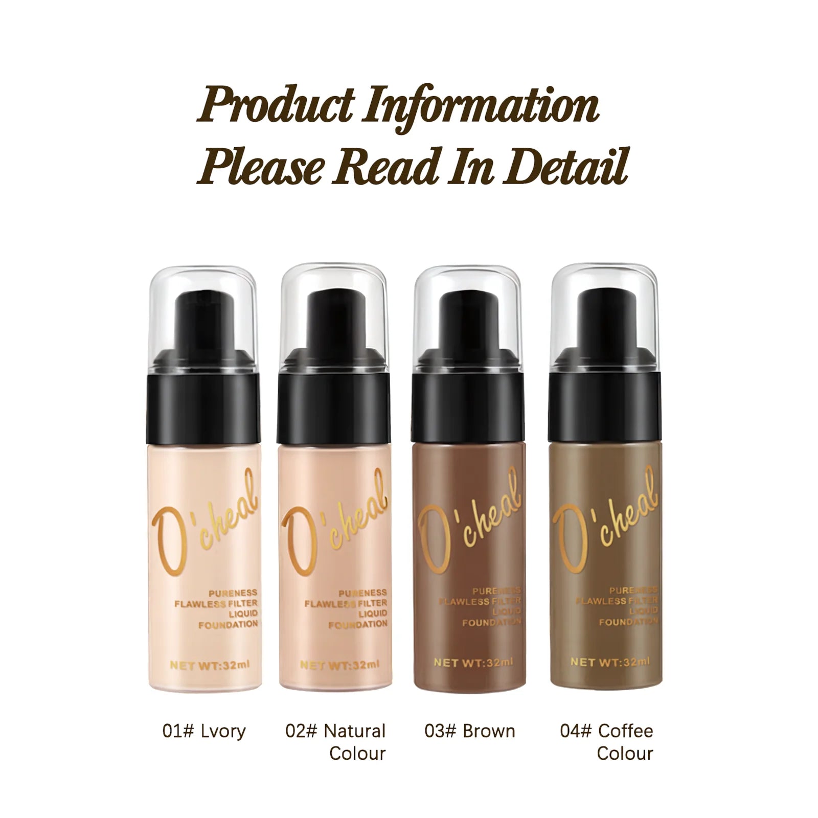 O'cheal Liquid Foundation Cream Oil-Control Matte BB Cream Concealer High Coverage Brighten Skin Waterproof Facial Cosmetics Oasis Select