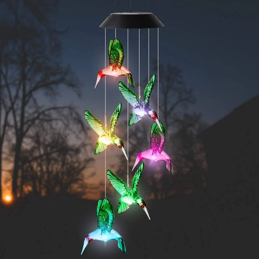 Solar Powered Wind Chime Garden Lights -Outdoor Solar Stake Lights for Yard, Landscape Decoration, Auto on/Off, Waterproof, IP65 Oasis Select RGB Bird