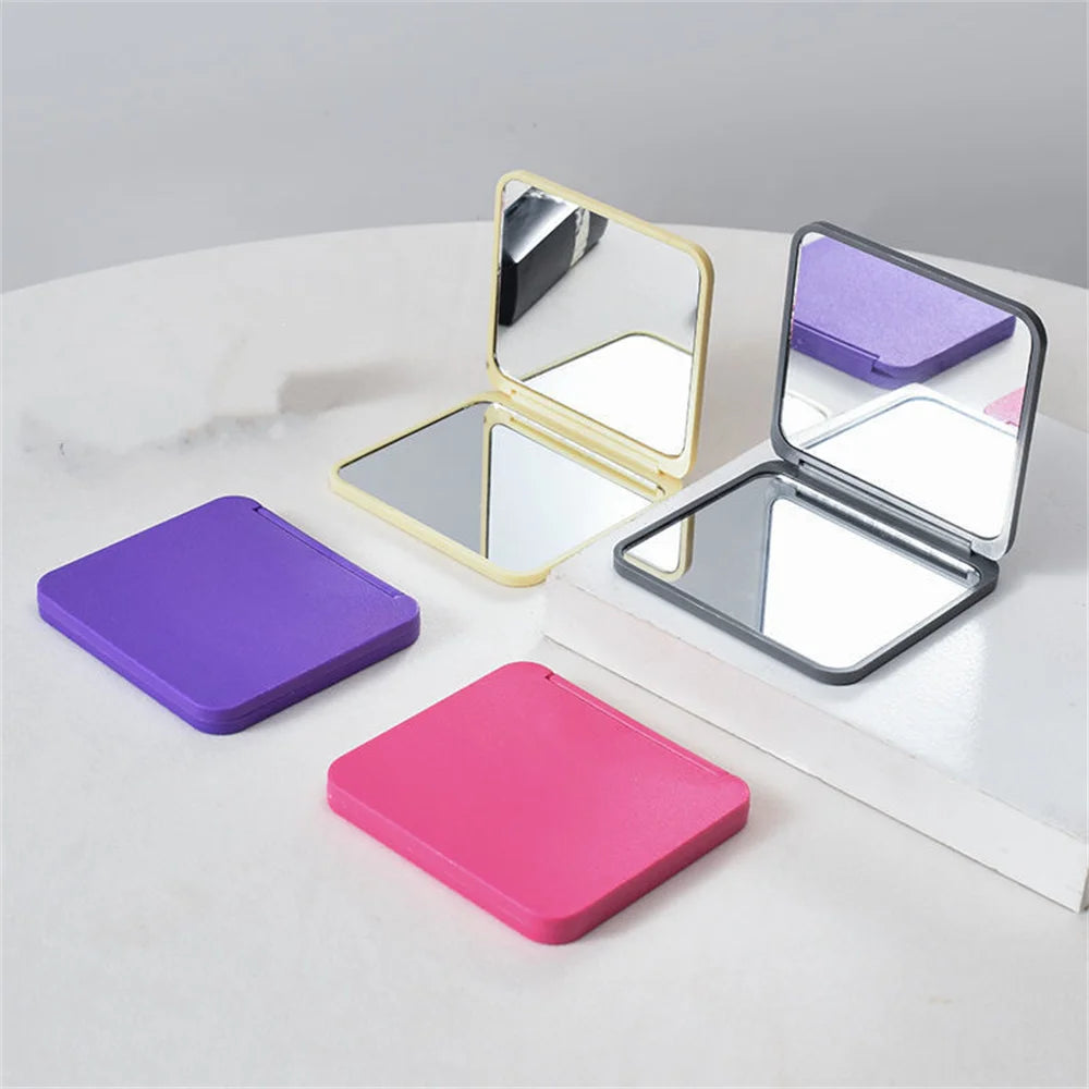2-Face Makeup Mirror Square Portable Cute Girl'S Gift Hand Mini Mirror Pocket Double-Sided Makeup Mirror Compact Multiple Colors Oasis Select