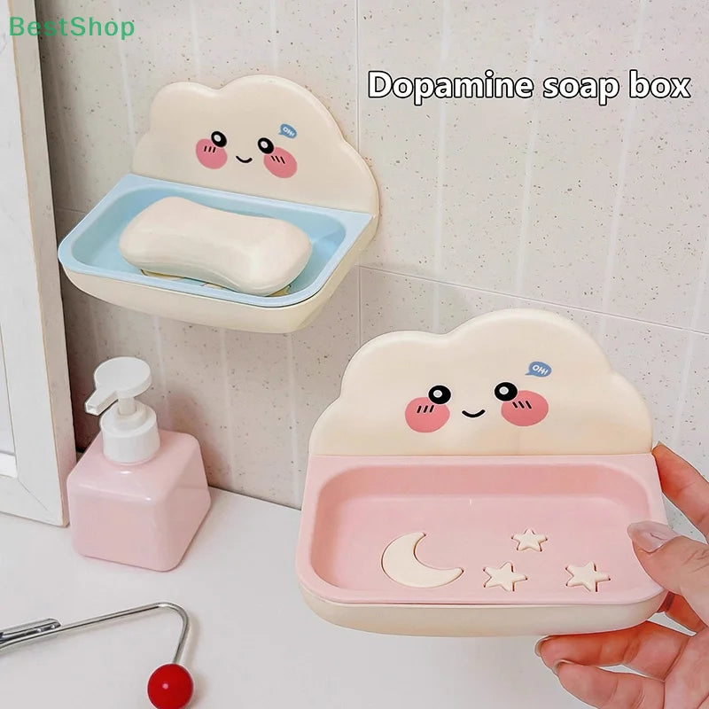 Cloud Soap Dish – Wall-Mounted Double-Layer Holder, Punch-Free