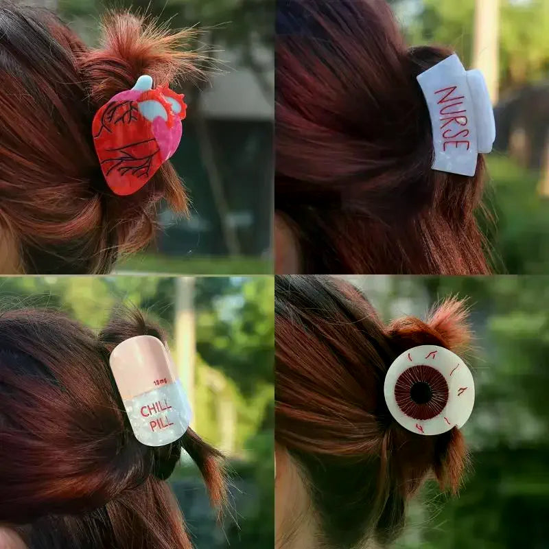 Pill Heart Series Hair Claw Clip Non-Slip Strong Hold Hair Grip For Women Girls Daily Party Hairstyle Accessories Oasis Select