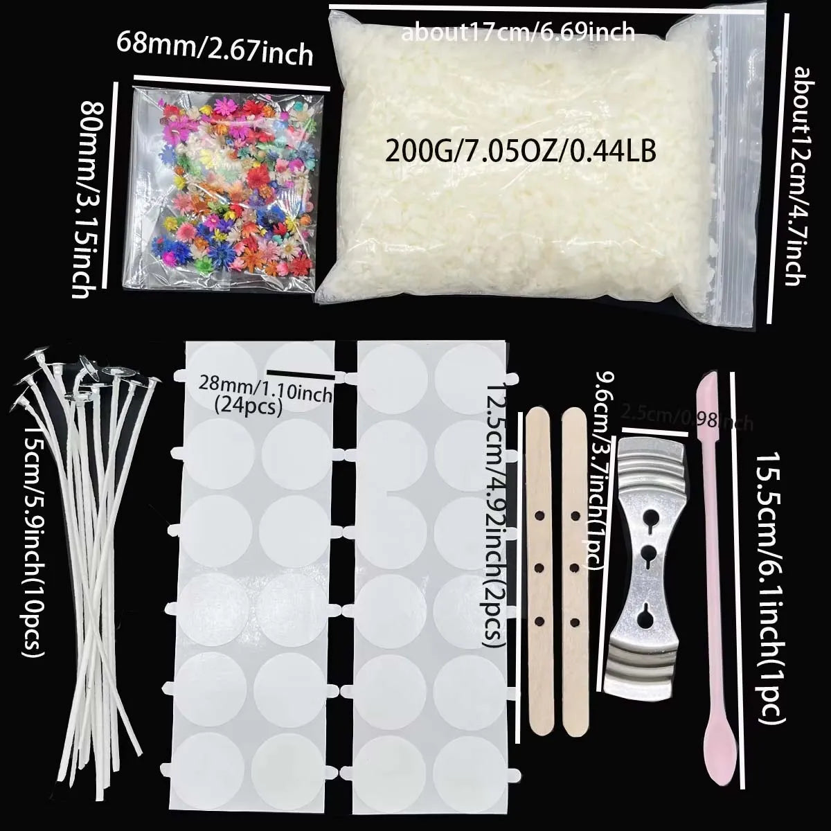200g Soy Wax set Scented Candle Raw Material or DIY Candle Making Supplies with Candle Wicks Wax Material Kits Oasis Select 200g set
