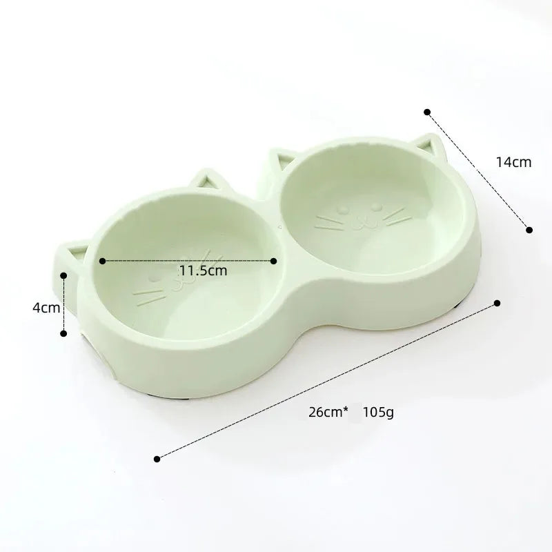 Cat Feeder Accessories Pet Supplies Pet Cat Double Bowl Material Cartoon Cat Face Shape Food Water Feeding Bowl Non-slip Puppy Oasis Select