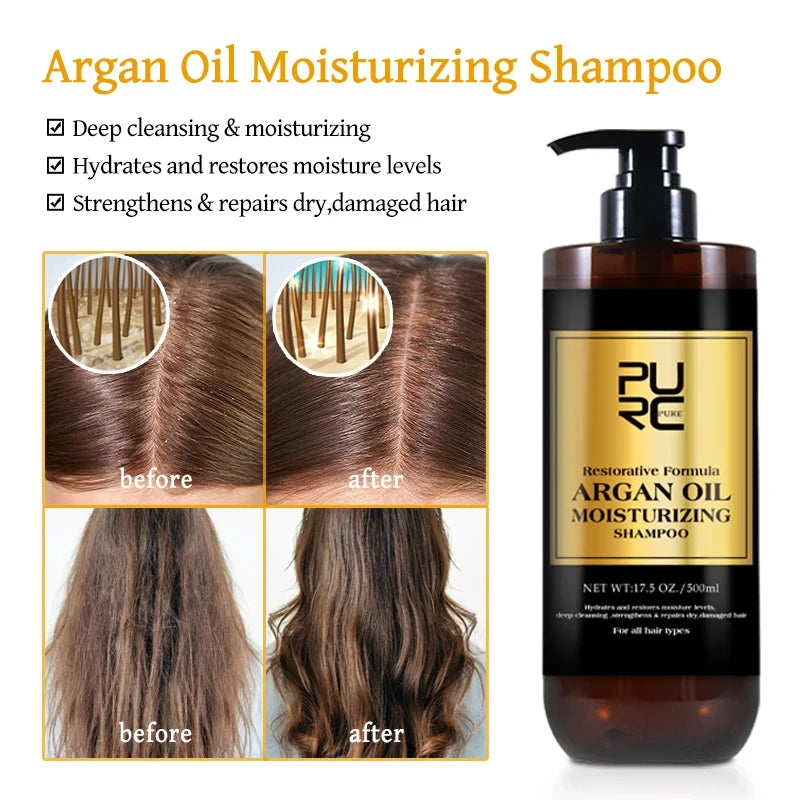 PURC Morocco Set Serum Smoothing Shampoo Conditioner And Repair Hair Mask Anti Dandruff Scalp Anti-Itch Hair Care Products Kit Oasis Select