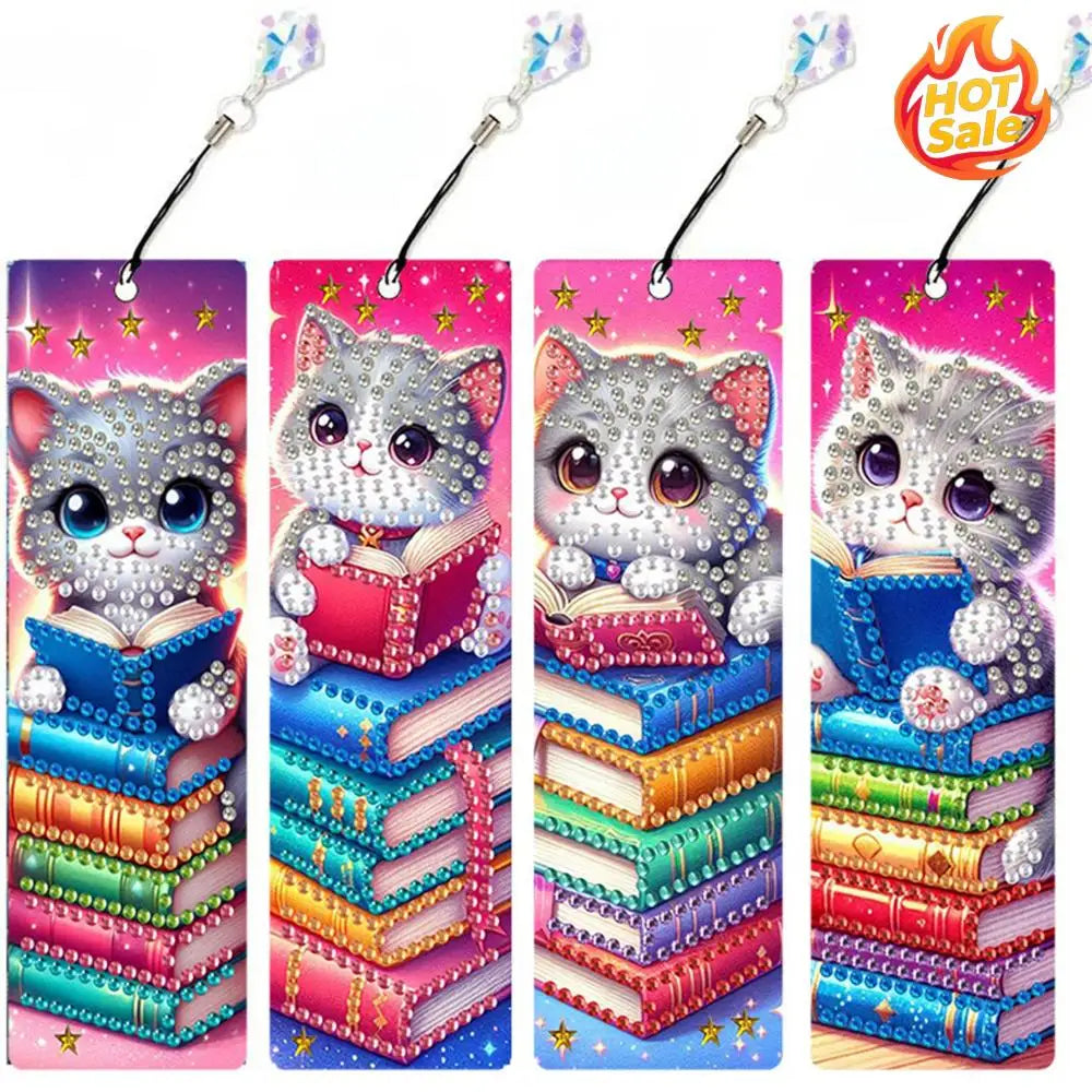 4Pcs DIY Diamond Painting Bookmark with Pendants Diamond Painting Art Bookmarks for Beginners Ideal Choice for Home Office Use Oasis Select