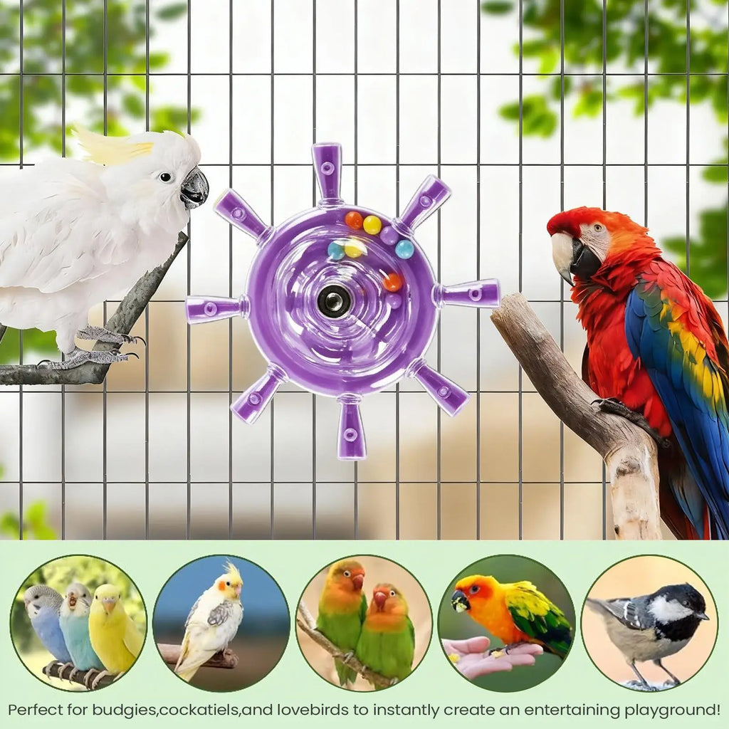 Interactive Parrot Rotating Windmill Toy Bird Cage Toy For Parrots Rotating Treat Dispenser For Mental Stimulation Entertainment Oasis Select