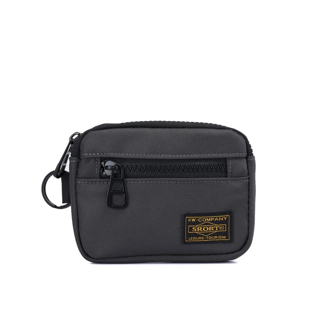 Fashion Canvas Coin Purse Card Holder Solid Color Storage Bag Zipper Earphone Bag Boy Oasis Select grey