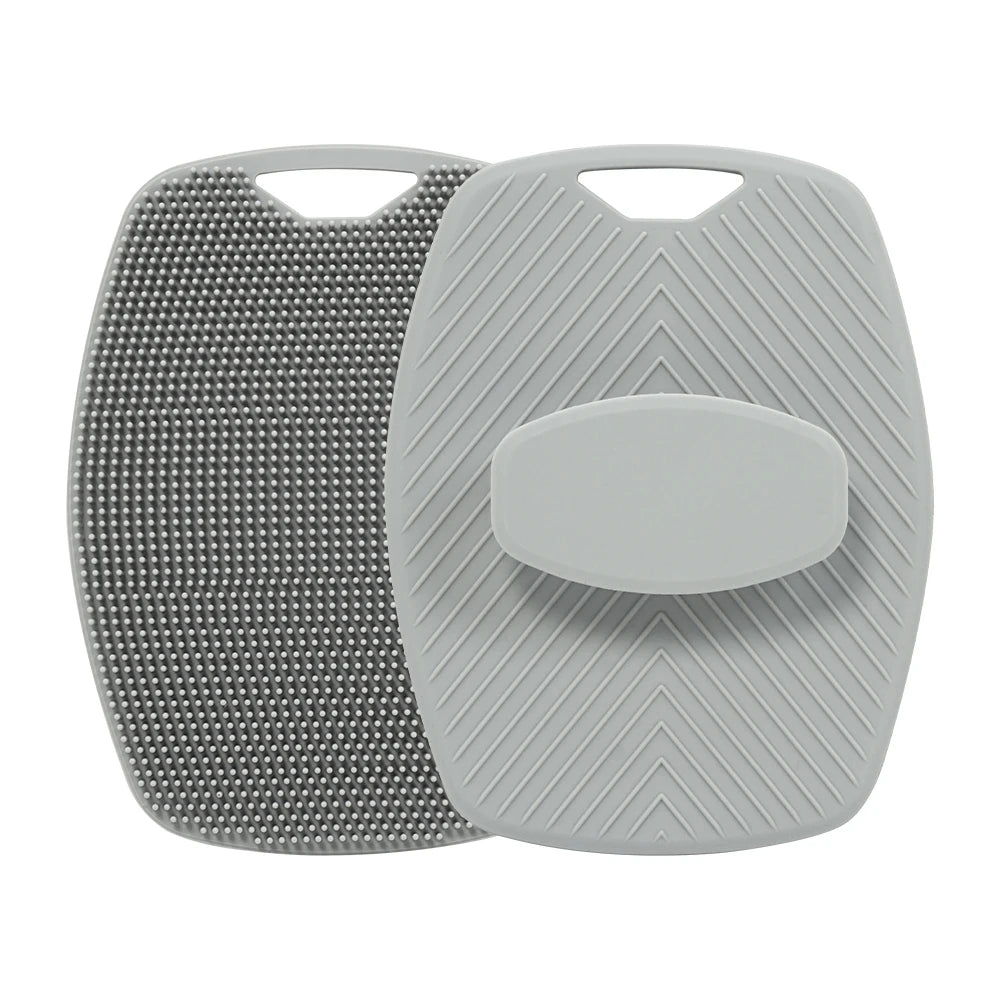 Exfoliating Silicone Brush Cleanser No Slip Handle Body Scrubber Cleans and Massages Skin Bathroom Accessories Bath Brush Oasis Select grey