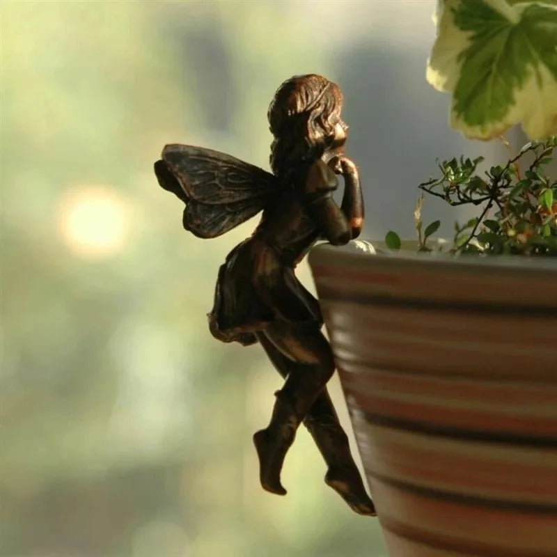 Fairy Girl Hanging Cup Resin Decoration Fairy Combination Flower Basket Edge Decoration Garden Pot Ornaments Oasis Select