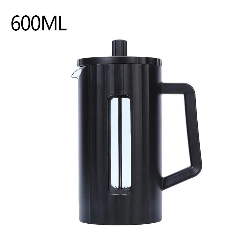 1000ML/ 600ML French Press Coffee Maker High Borosilicate Glass House Coffee Brewer Milk Foam Frother Barista Tea Maker Oasis Select black 600ml