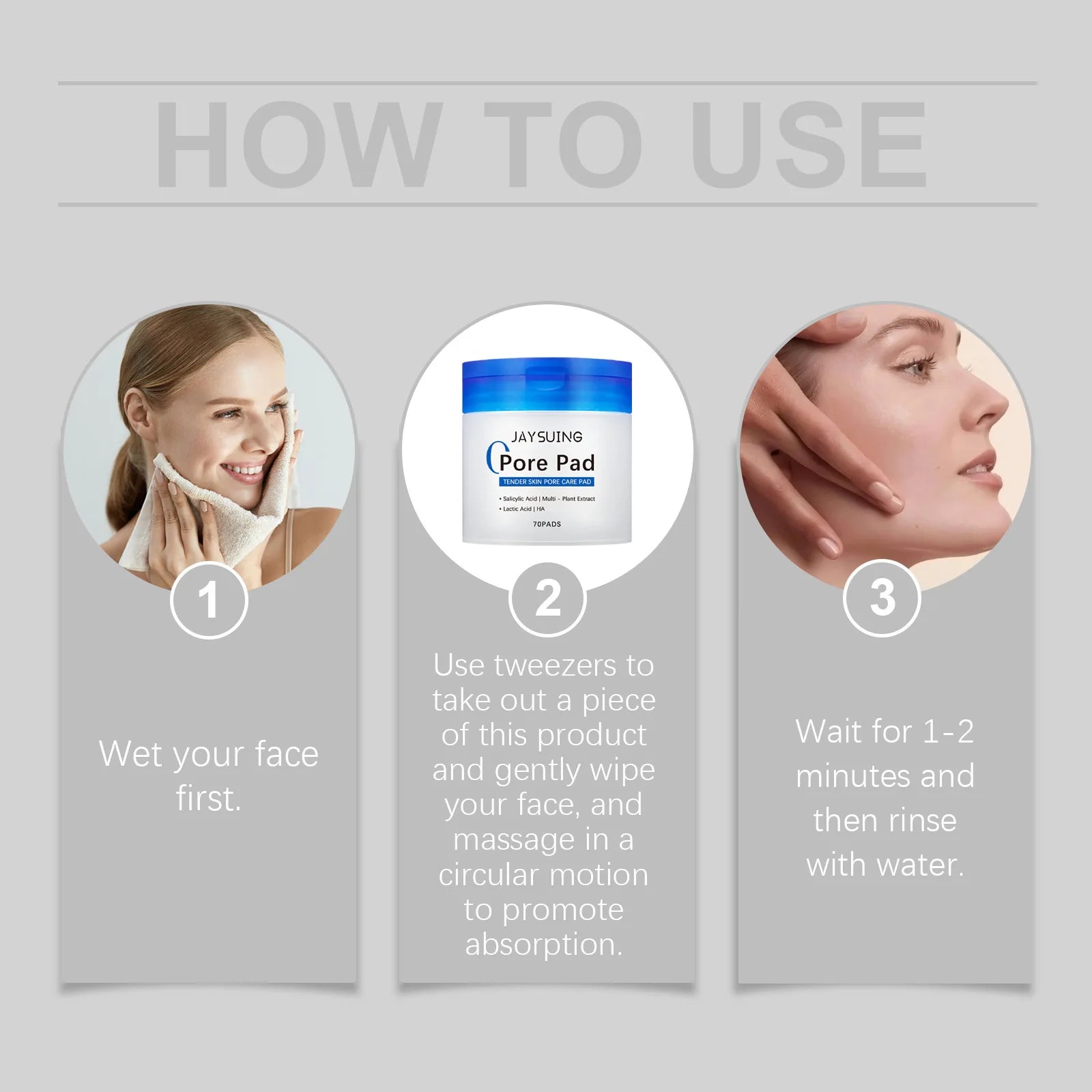 Jaysuing Hyaluronic Acid Cotton Pads Gentle Exfoliate Unclog Pores Reduce Acne Pimples Daily Skincare Use Face Clean Cotton Pads Oasis Select