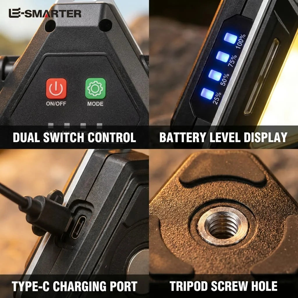 Multi-Functional Triangle Warning Flashlight with Red Blue Light, Magnetic Rechargeable Portable Camping Lamp for Outdoor Use Oasis Select